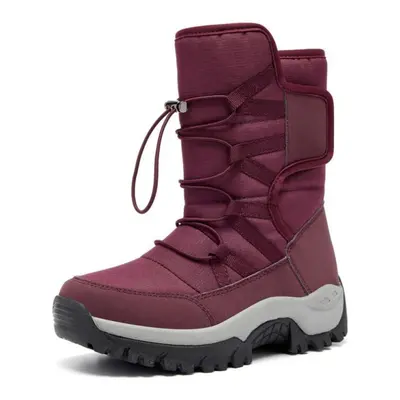 (red, 41) Tuinanle Women Boots Waterproof Winter Men Shoes Snow Boots Platform Keep Warm Winter 