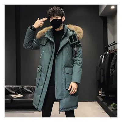 (blue, S) -30 Degree Winter White Duck Down Jacket Men Keep Warm Long Thicken Coat Fashion Hoode