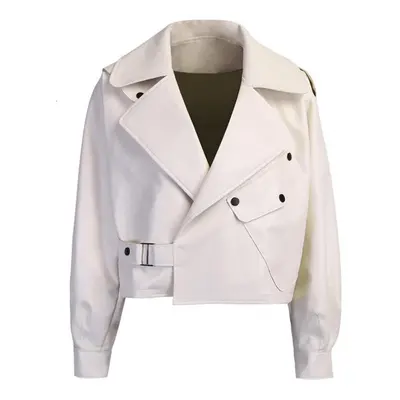 (white, L) New Arrival Winter Autumn Women&apos;s Leather Wallet Jacket Women Modis Coat Winter 