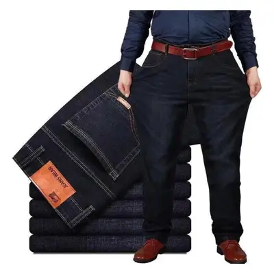 (black, 33) Summer Ultra-thin High-end Stretch Black Jeans Men&apos;s Fat Loose Straight-leg Plu