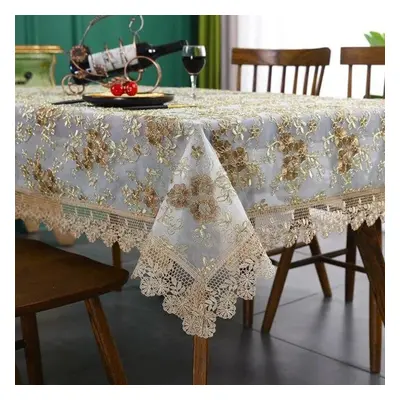 (coffee, 150x220cm) Battilo Table Cover Tablecloth Rectangular Luxury Embroidered Lace Coffee Ta