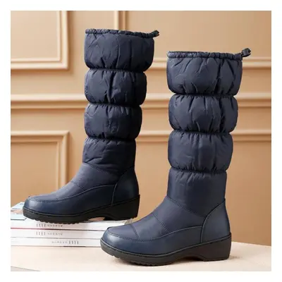 (navy blue, 42) Fashion Elegant Winter Warm Down Boots Women Waterproof Snow Boots High Quality 