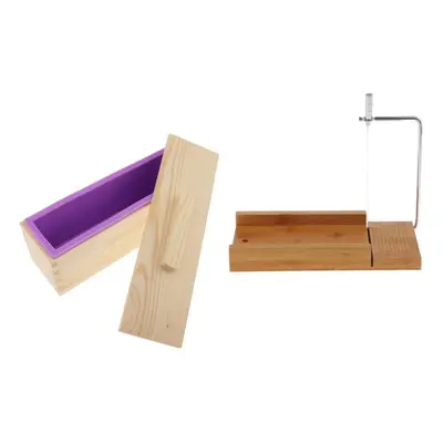 (as the picture, as described) Pieces Wooden Soap Cutter With Wire Slicer Making Loaf Silicone M