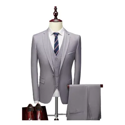 (light grey, 195-4XL) Men&apos;s Three Piece Business Suits Gentlemen Wedding Bridegroom Party S