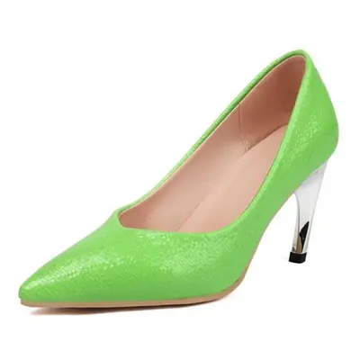 (green, 43) Annymoli Women Pu Leather Pumps Pointed Toe Thin High Heels Shallow Glove Shoes Ladi