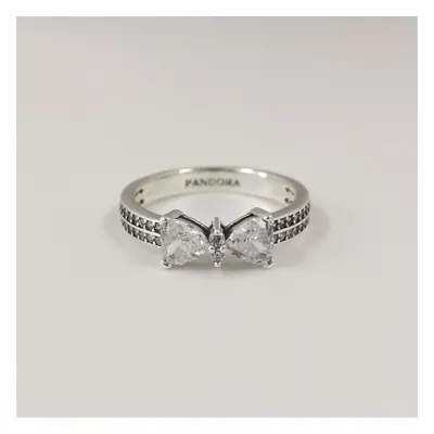 (50) pandora sparkling bow double-row ring