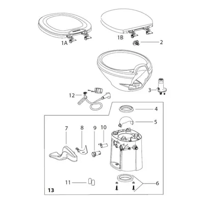 THETFORD STYLE TOILET BASE ONLY (Cover is not included)