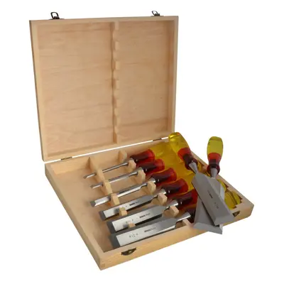 Irwin Marples MS373S8 Splitproof Flat Wood Chisel Set 8-Piece & Wooden Box