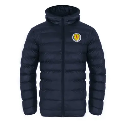 (Navy Blue, Small) Scotland Mens Jacket Hooded Winter Quilted OFFICIAL Football Gift