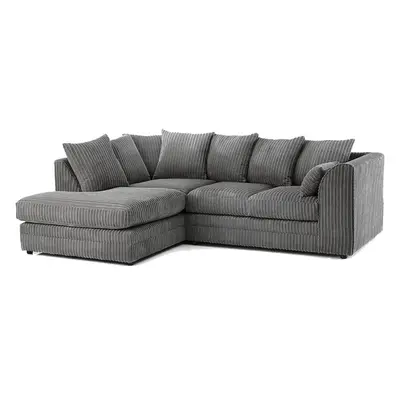 (Grey, Left Hand Corner ) Luxor Jumbo Cord Seater Corner Sofa