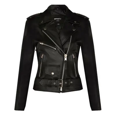 (16) Womens Black Brando Cow Hide Leather Biker Jacket