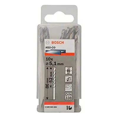 Bosch Professional 10pc. HSS-Co Metal Drill Bit (stainless steel, 5.1 x x mm, accessory drill dr