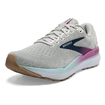 Brooks Womens Ghost Neutral Running Shoe - White/Grey/Estate Blue - 11.5 Medium