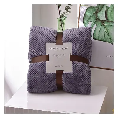 (Purple, 200x230cm/78.74x90.55in) Size Popcorn Waffle Blanket Fleece Travel Throw Sofa Bed Warm 