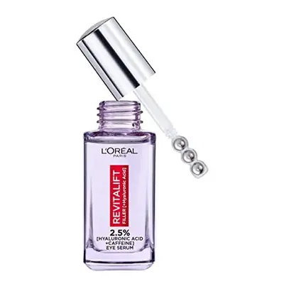 L'OrÃ©al Paris 2.5% Hyaluronic Acid and Caffeine Eye Serum, Revitalift Filler, Replumps, Brighte