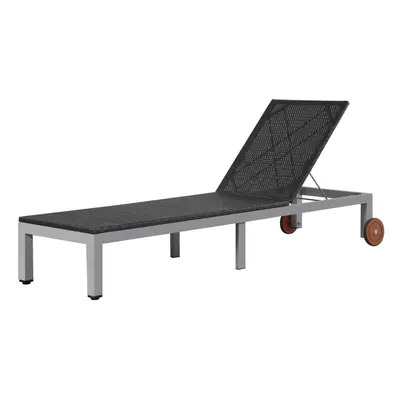 vidaXL Outdoor Sunlounger Poly Rattan 207x70x88cm Black Garden Patio Day Bed