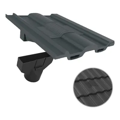 Grey Castellated Roof Tile Vent & Adapter, Marley Ludlow Redland Sandtoft