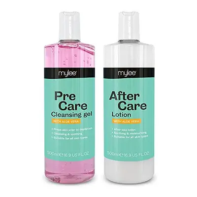 Mylee Pre & After Care Kit (2x500ml) Skin Cooler Cleansing Lotion & Post Depilatory Skin Soothin