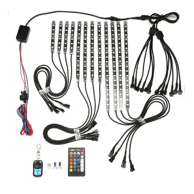 New AMBOTHER 12V 12pcs Color RGB LED Rock Effect Light Waterproof Kit Voice Remote Control For M