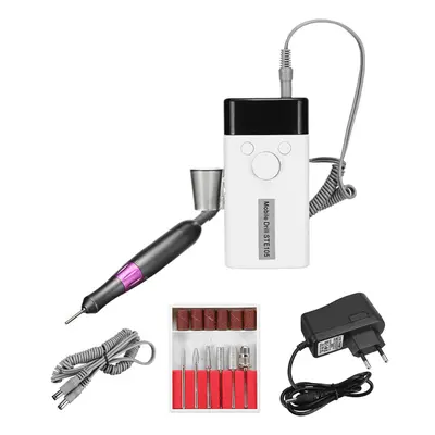 (White, US Plug) 30000RPM Portable Mini Electric Polisher Nail Drill File Manicure Tools Kit Gri