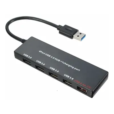 (Black) Ultra Thin USB3.0 Ports Hub with a 2.4A USB Fast Charging Port