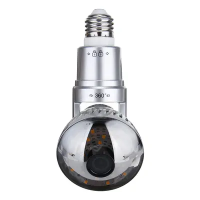 (Silver, white) 3.6mm Wireless Mirror Bulb Security Camera DVR WIFI LED Light IP Camera Motion D