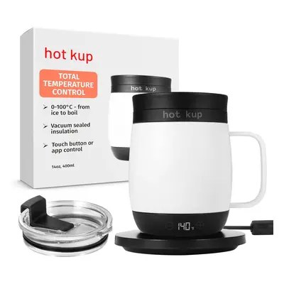 (White) Self-heating smart mug with optional portable power base - insulated travel mug for heat