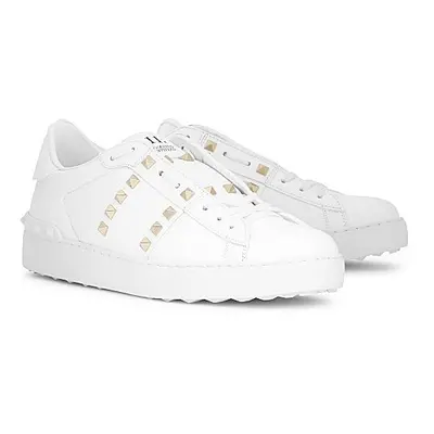 (0NO Black, 11) Valentino Rockstud Calfskin Leather Trainers