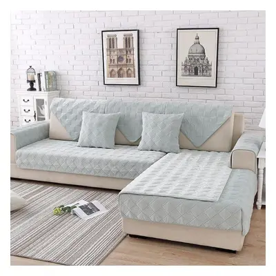 (light grey, 110*210) Four Seasons Universal Short Plush Sofa Cushion New Thickened Non-slip Cov