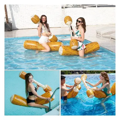 4 Pieces Inflatable Floating Rows Wooden Toys Water Sports Game Rafts