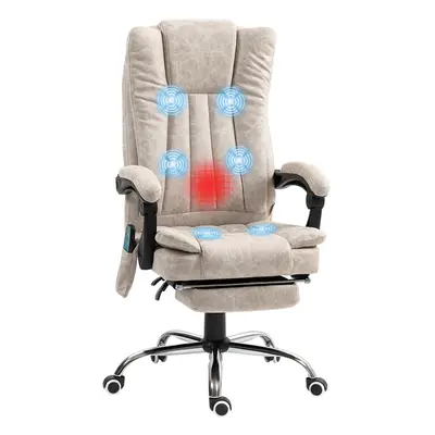 Vinsetto 6-Point Vibrating Heat Massage Chair w/ Microfibre Upholstery Cream