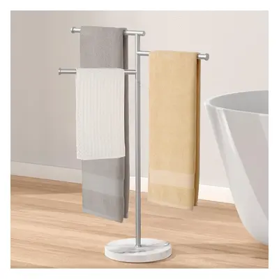 (3-Arm, Brushed Steel) Free Standing Towel Rail for Bathroom Towel Rack Towel Holder Swivel Arms