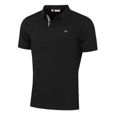 (S, Black) Calvin Klein Mens Campus Sport Stretch Wicking Golf Polo Shirt