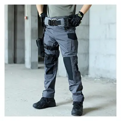 (grey, XXXL) Military Tactical Cargo Pants Men Army Training Trousers Multi Pockets Wear-resista