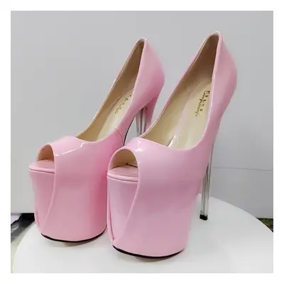 (pink, 47) 20cm Women Sexy Sandals Platform Peep Toe Model Pole Dance High Heels Nightclub Shoes