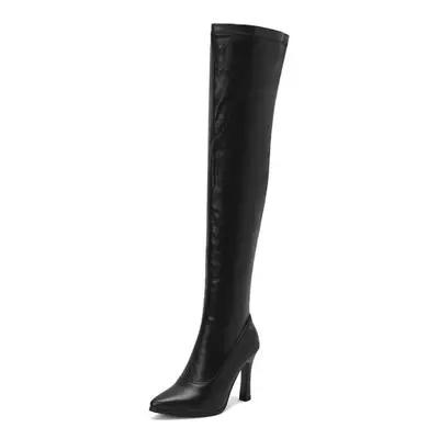 (black, 34) J/women&apos;s High Heel Boots Autumn And Winter New Sexy Small Pointed Thin Heel So