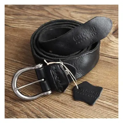 (black, China&100cm) 100% Full Grain Genuine Leather Belt Vintage Business Designer Pin Buckle F