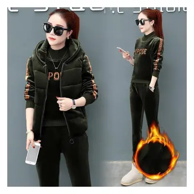 (dark green, M) Plus Velvet Thickened Gold Velvet Winter Warmth Double-sided Velvet Casual Vest 