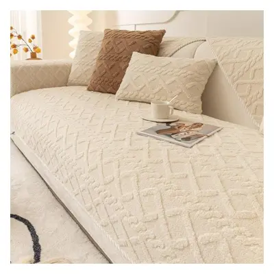 (beige, W110 x L210cm 1pc) Soft Winter Warm Plush Sofa Covers Slipcovers Sofa Towel Non-slip Cou