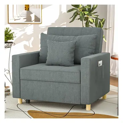 (Grey) YODOLLA Single Sofa Bed 3-in-1 Sleeper Chair Bed