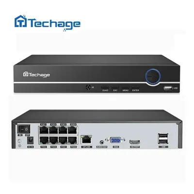 (8CH 1TB AU Plug) Techage H.265 8ch 4mp 5mp 1080p 4k Poe Nvr Audio Out Security Surveillance Net