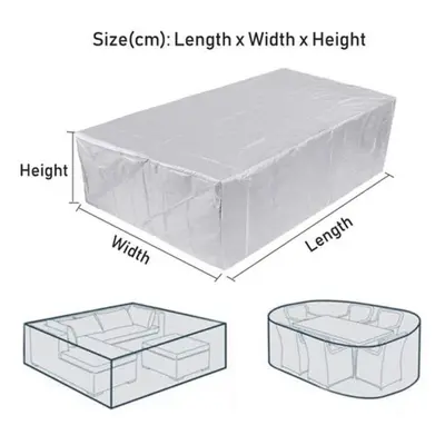 (silver, 242x162x100) Square Patio Furniture Cover, Waterproof Outdoor Furniture Cover, Windproo