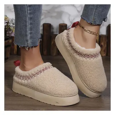 (beige, 38) Fashion Winter Women Short Plush Warm Snow Boots Casual Shoes New Granular Velvet Ch