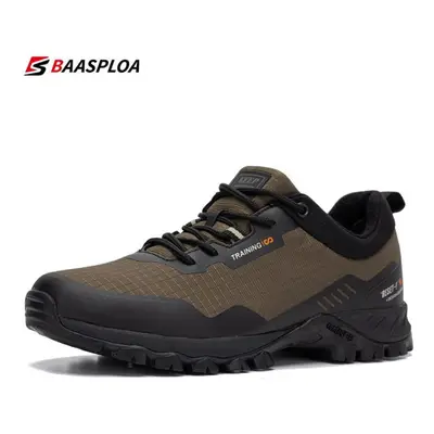 (brown, 44) Baasploa Man Non-slip Sneakers Wear-resistant Hiking Shoes Men Outdoor Waterproof Sn