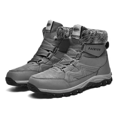 (grey, 48) Winter Womens Boots Men Warm Snow Boots Plush Ankle Boots For Men Women Cotton Shoes