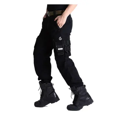 (black, 31) Army Pants Men Us Security Swat Combat Tactical Cargo Pants Casual Cotton Airborne W