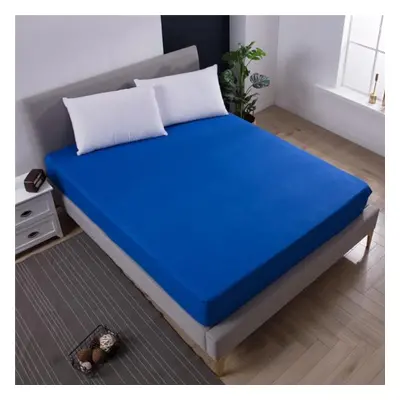 (blue, Sheet King(76X80x18inch)) Multi Size 99.99% Waterproof Solid Bed Fitted Sheet Nordic Adju