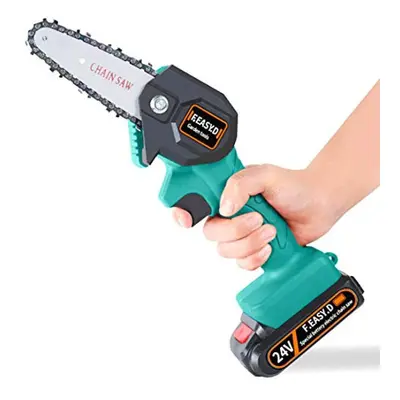 (green, EU) Wireless Electric Chainsaw Household Type Hand-held Chainsaw Wireless Lithium Batter