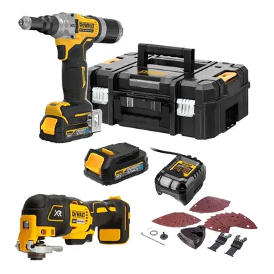 Dewalt DCF414E2T Brushless 18v XR 1/4 63mm Riveter + 2x Bat + DCS355N Multi Tool