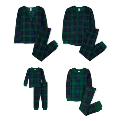 The Children's Place Baby Women's Family Matching Plaid Thermal Pajamas Sets Green Tartan XX-Lar